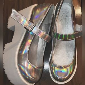 Holographic Mary Jane Platform Heels